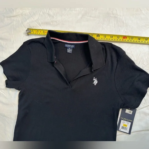U.S. Polo Assn. Black Cotton Polo T-Shirt Dress M NWT - Picture 8 of 11